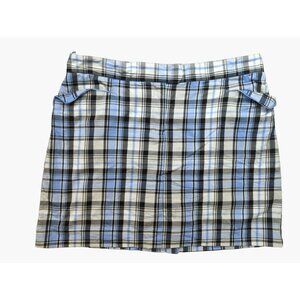IZOD Golf Womens Size 12 Blue White Black Plaid Stretch Skort Skirt